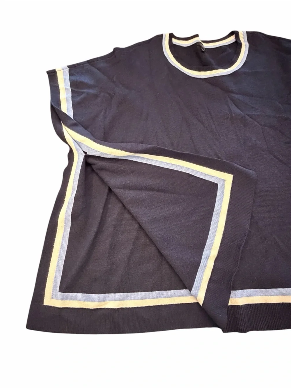 Women's Poncho Sweater Navy Blue White And Light Blue‎ Stripe Oversized XS/Small